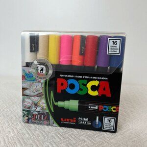 New POSCA 16 Colour Basic Marker Set Tip 1.8 to 2.5 mm Water Based Japan Art